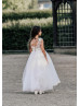 Beaded Ivory Lace Tulle Fashion Flower Girl Dress